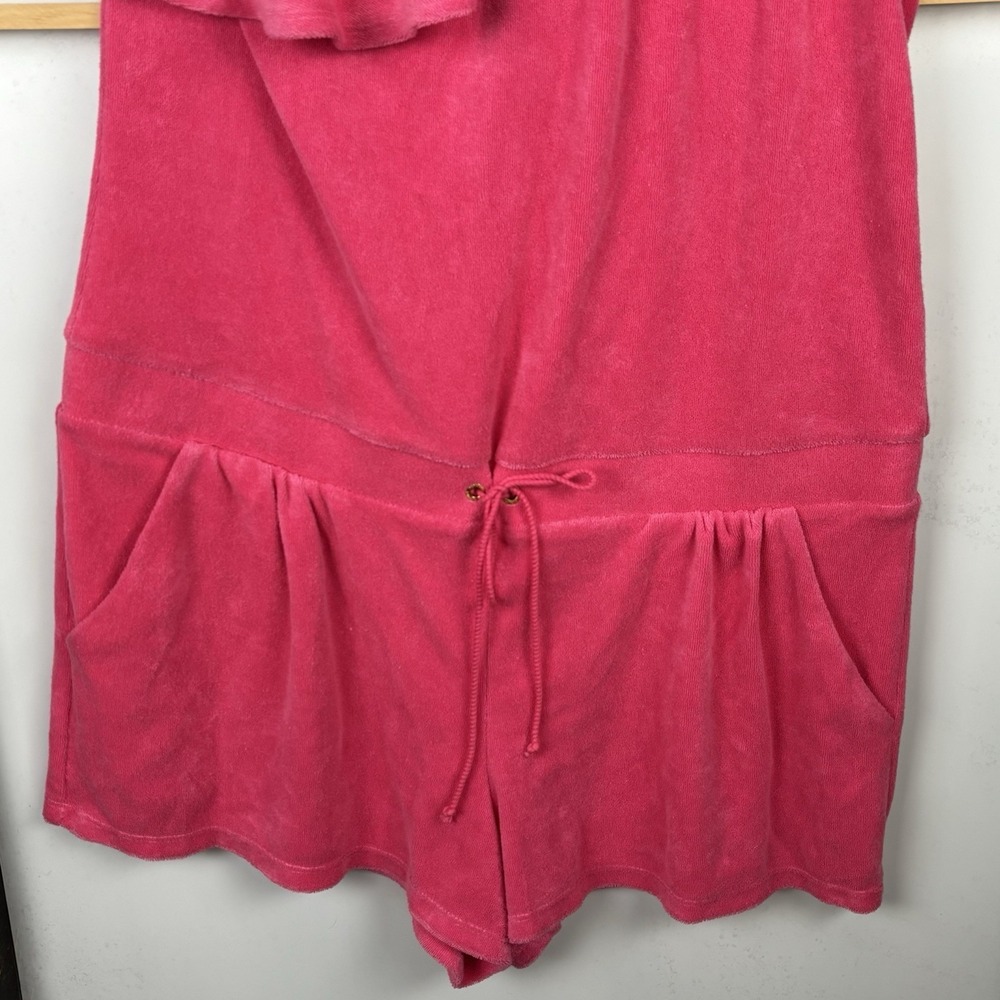 NWT Juicy Couture Womens Hot Pink Terry Cloth Romper Y2K Size XL One‎ Shoulder - Picture 7 of 10